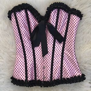 Pink w/ black polka dots corset
